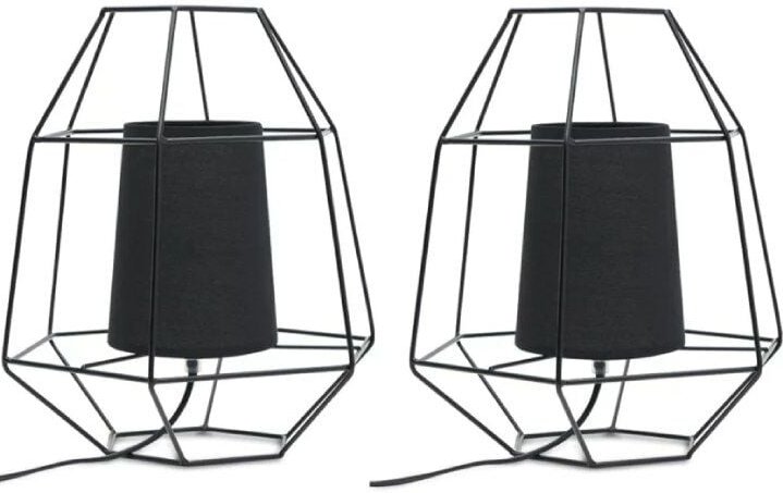 Merli 2er Set Tischlampe im loft Stil, Schwarz - Konsimo