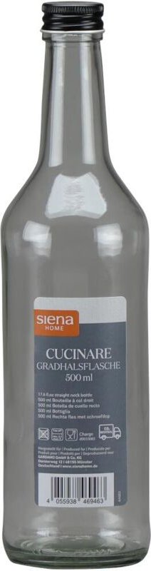 Siena Home - Gradhalsflasche 'Cucinare' 500 ml rund, Verschraubung schwarz