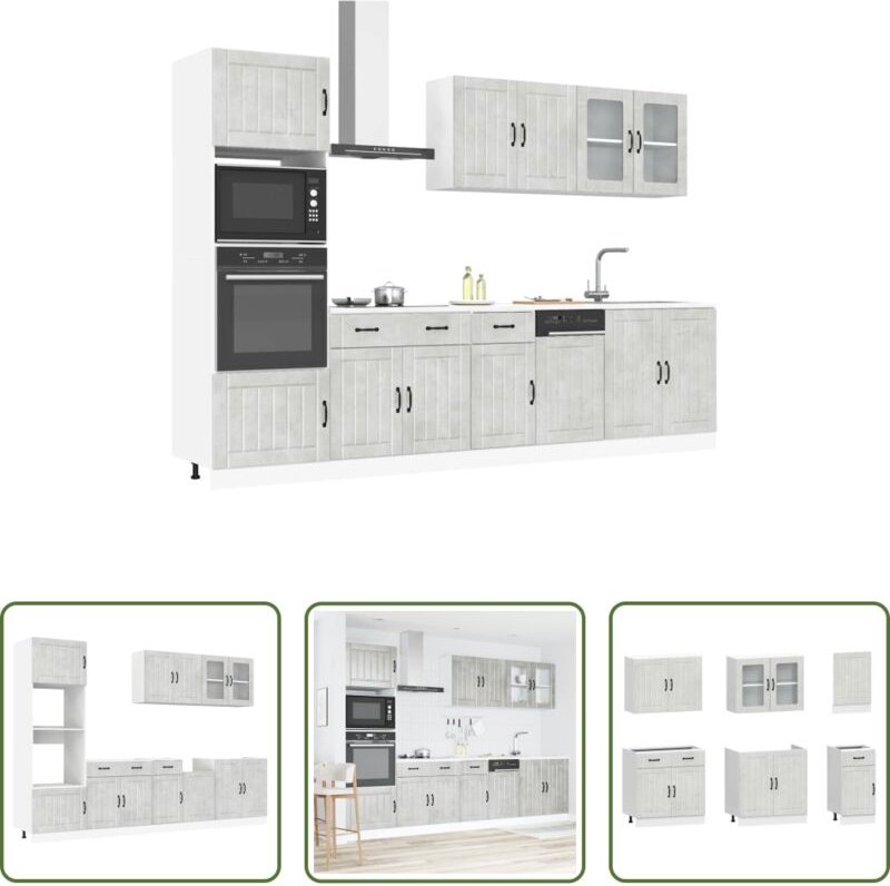 Küchenschränke - 7-tlg. Küchenschrank-Set Lucca Betongrau Holzwerkstoff