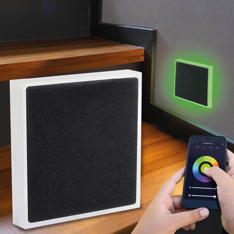Thumbnail - IP44 LED Treppenbeleuchtung 230V Wandeinbauleuchte eckig schwarz - Lichtfarbe: Smart Tuya RGB CCT 3W - Lichtaustritt: Ha...