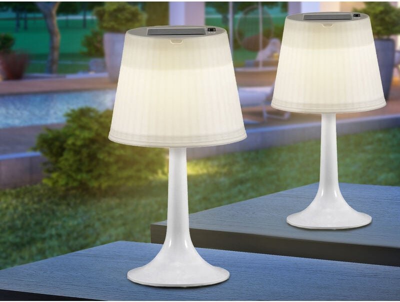 Konstsmide - 2er-Set Solar High Power LED-Tischlampe assisi, IP44, weiß, Höhe 36 cm
