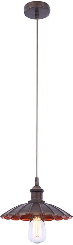 Hängeleuchte Glas gewellt Pendelleuchte Retro braun Hängelampe Glas braun, 1x E27 Fassung, DxH 25x130 cm