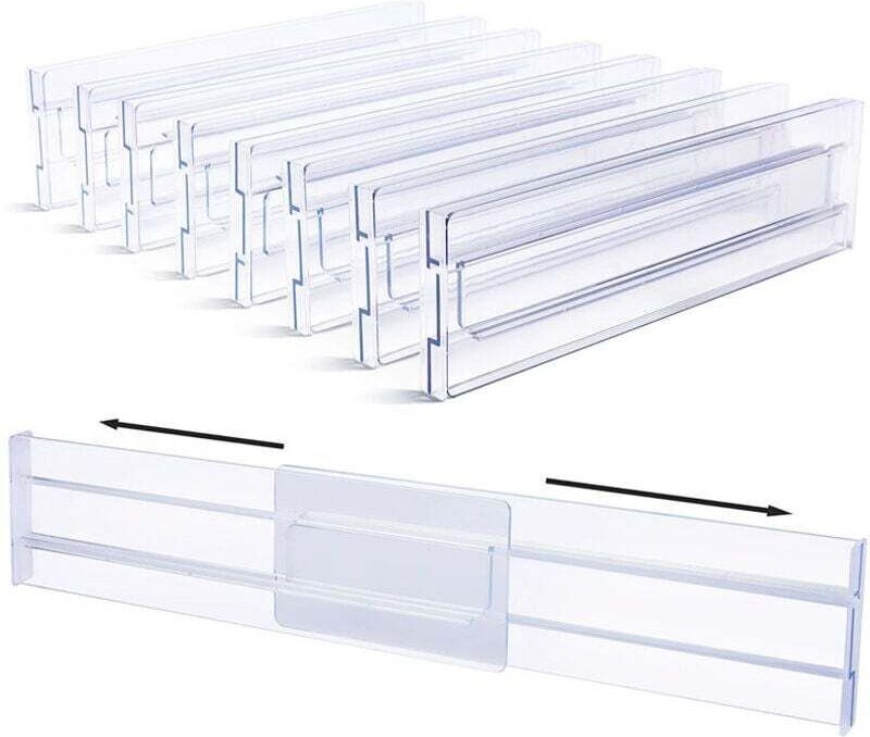 8 verstellbare Schubladeneinteiler aus Kunststoff, 27,5–52 cm, Organizer, verstellbare Schubladeneinteiler, Organizer, S...
