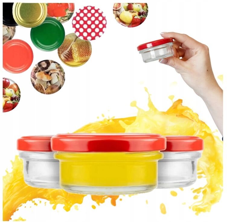 5 Gläser à 65 ml + Deckel für Honigmarmelade, Creme, Geschenkidee, Hochzeitskonserven