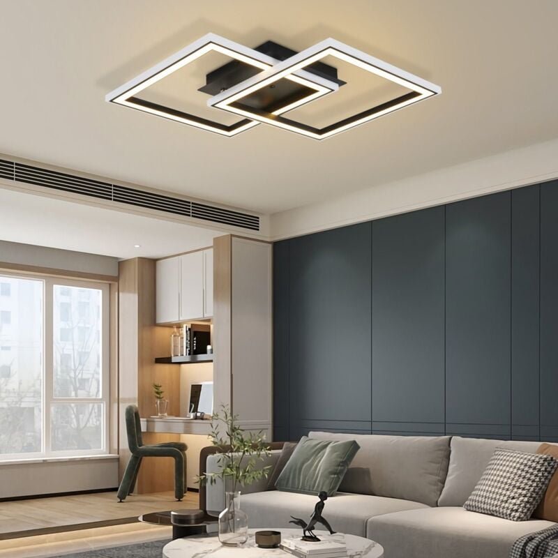 GBLY Deckenleuchte LED Deckenlampe Schlafzimmer - 35W Wohnzimmerlampe Dimmbar Schwarz Modern Schlafzimmerlampe mit Fernb...