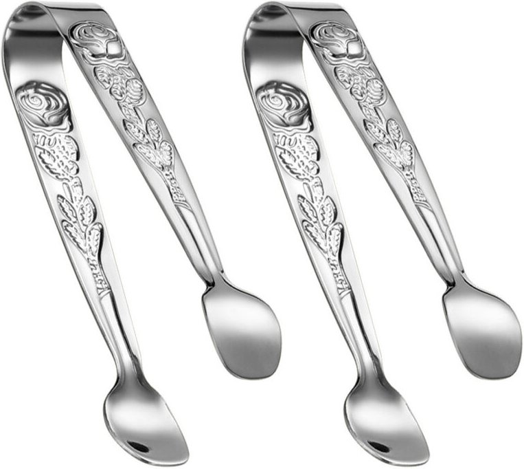 Rosenverzierte Bonbonzange – EINNENFFER – 2er-Set Eiszangen aus Edelstahl, 10,5 cm, für Hochzeiten, Buffets und Küchen, ...