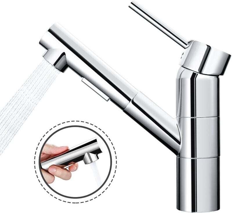 DALMO Robinet de Cuisine avec Douchette Extractible, Mitigeur Cuisine avec 2 Modes de Jet, Robinet Évier Cuisine Pivotan...