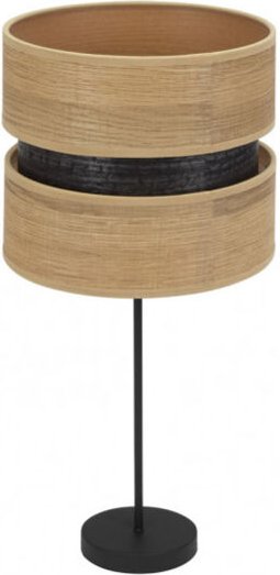 Fabrilamp - Colet hohe Tischleuchte 1xe27 schwarz/helles Holz 61x30x30 cm