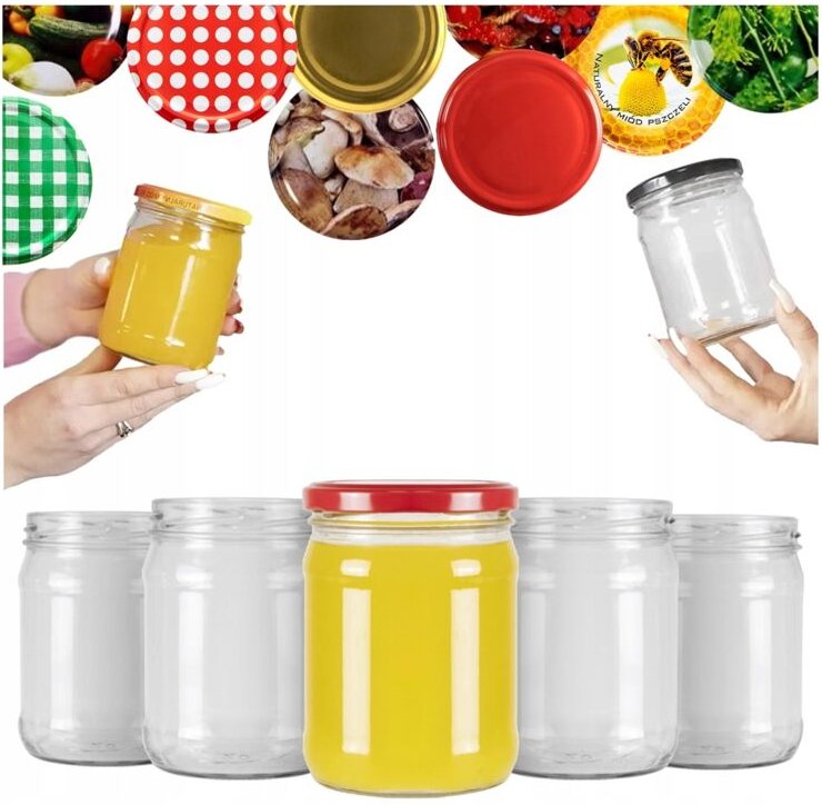 40 einfache Einmachgläser à 450 ml für Gurken-, Pasteten- und Honig-Paprika-Konfitüren