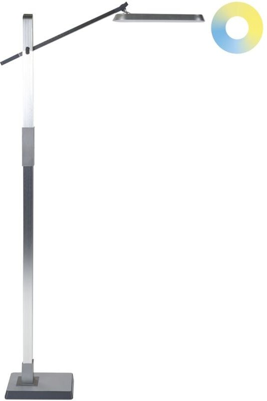 LED-Stehlampe Silber Metall und Kunststoff 144 cm Dimmbar cct Verstellbarer Arm und Schrim Modern Bogenlampe Beleuchtung...