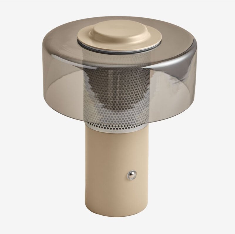 Sklum - Kabellose LED-Tischleuchte Elfriede aus Glas und Stahl Beige Tapioca