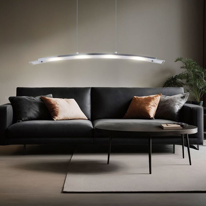 Thumbnail - Pendelleuchte Hängeleuchte hängend Esstischleuchte Pendellampe satiniert Glasplatte, Metall silber, 1x led 20 w 1600 lm ...