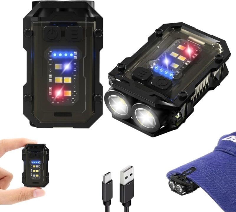 2er-Pack EDC-Schlüsselanhänger-Taschenlampen – Mini-Taschenlampe mit ultraheller Leuchte für Schlüsselanhänger, Hutclip,...