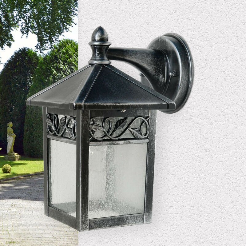 Außenleuchte Rustikal Wandlampe Schwarz IP44 Gartenlaterne E27 Wandleuchte Haus Hof