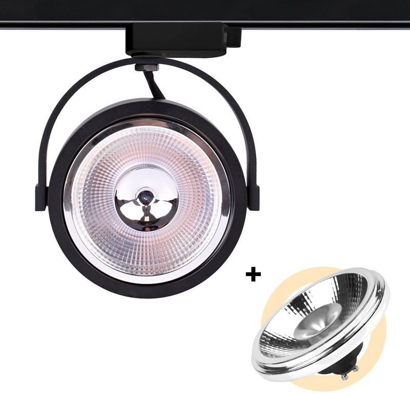Pack LED-Schienenstrahler einphasig + LED-Glühbirne AR111 GU10