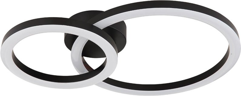 Deckenleuchte Wohnzimmerleuchte Deckenlampe led Ringe Design schwarz l 42 cm
