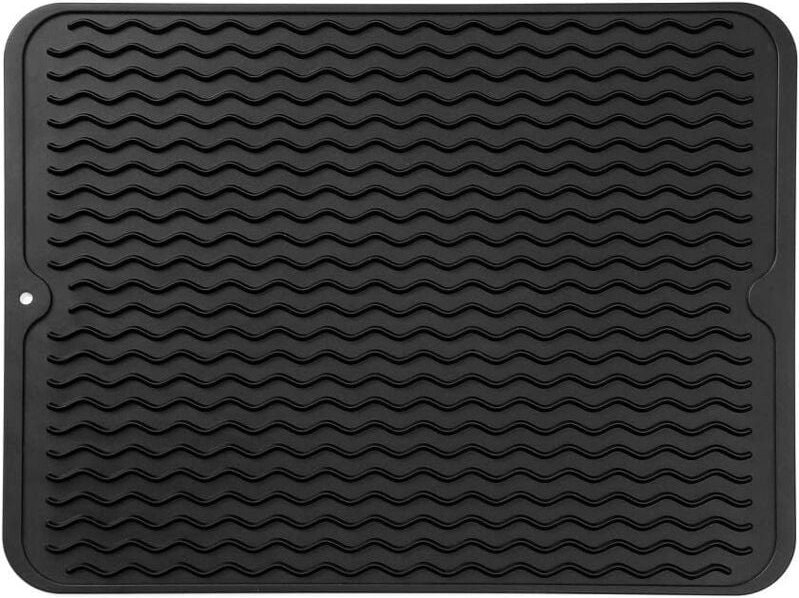 Mehrzweck-Silikon-Trockenmatte für Arbeitsplatten, Spülbecken, Kühlschränke oder Schubladen, schwarz, 40,6 cm (L) x 30,5...