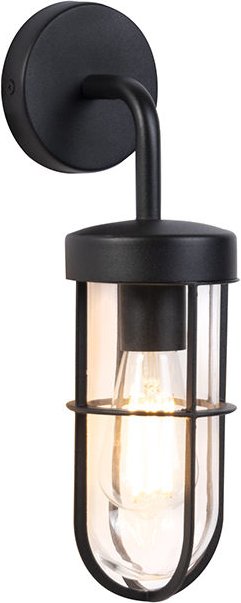 Country Wandleuchte schwarz mit Glas - Elza