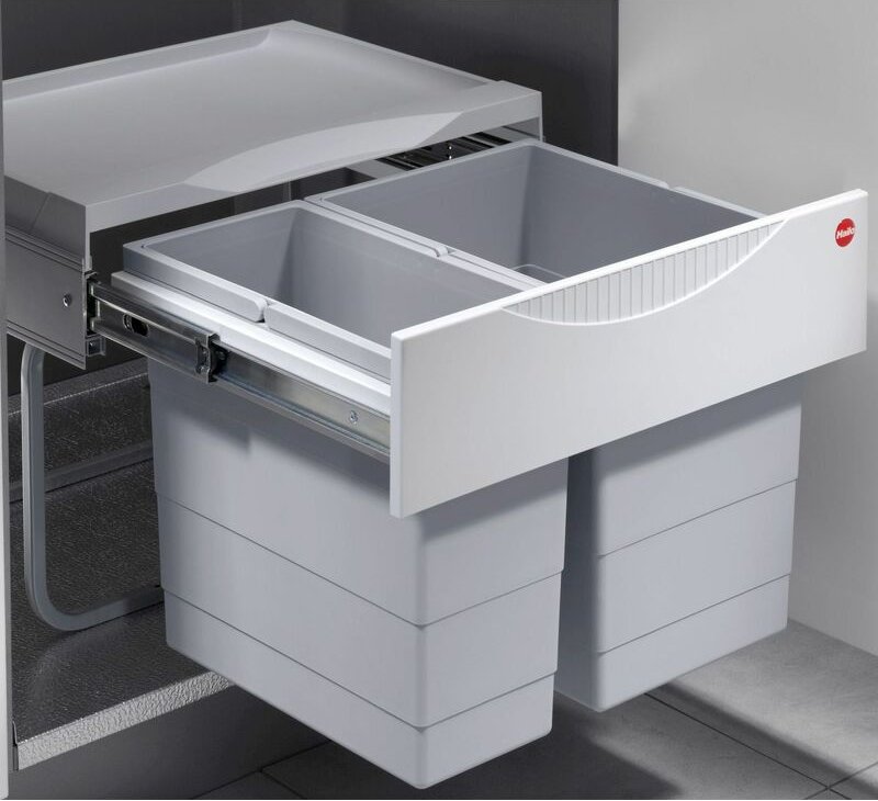 Hailo Mülleimer Küche, Einbau ab 50cm Schrank, 2-fach Abfalleimer