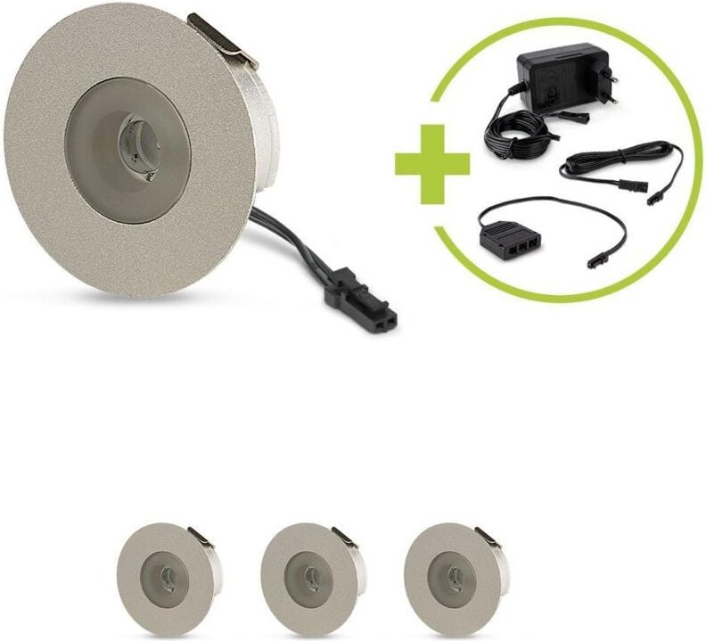 LED Mini Einbauspot rund 1.2W 12V IP20 Ø36mm - Lichtfarbe: Warmweiß 3000K - Anzahl: 4x
