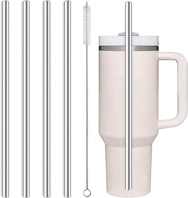 Edelstahl Strohhalme 31 cm Lange Strohhalme, 4 Stück Strohhalme Wiederverwendbar Mit 1 Reinigungsbürsten, Edelstahl Trin...