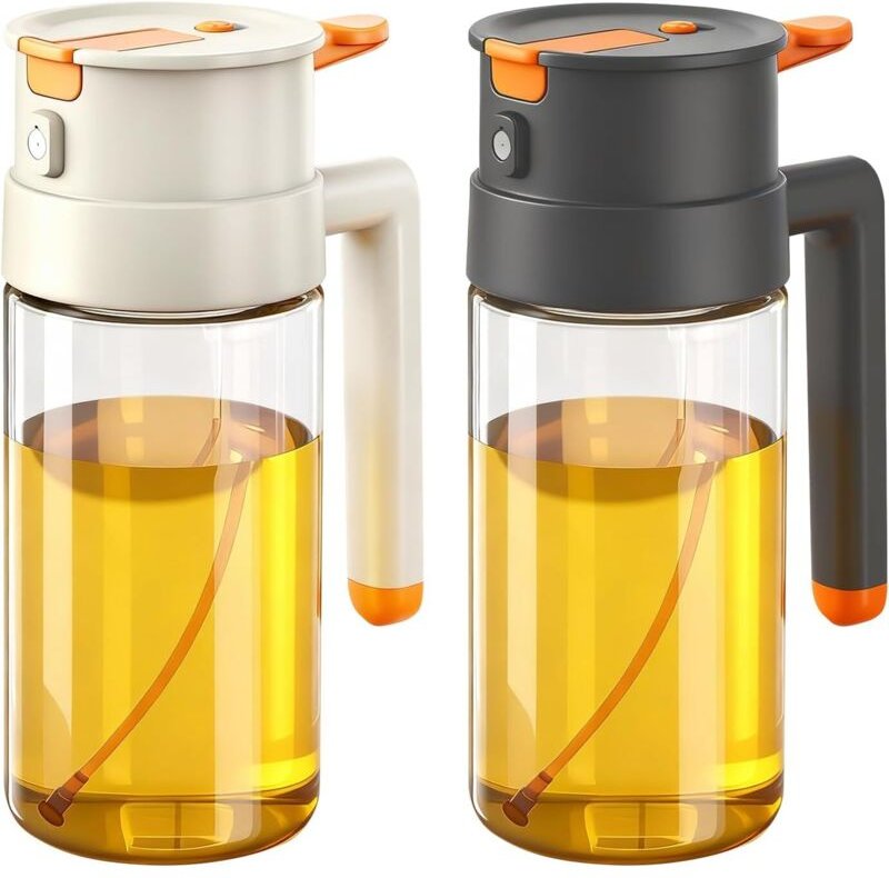 2 Stück 650ml Ölsprüher für Speiseöl, Olivenöl Flasche Ölsprühflasche, 2-in-1 Ölspender und Ölsprüher, Küchen Gadgets fü...