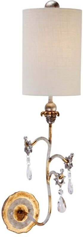 Wandlampe Leuchte Stahl Leinenschirm Gold h 68,6 cm Flurleuchte 1 Flammig