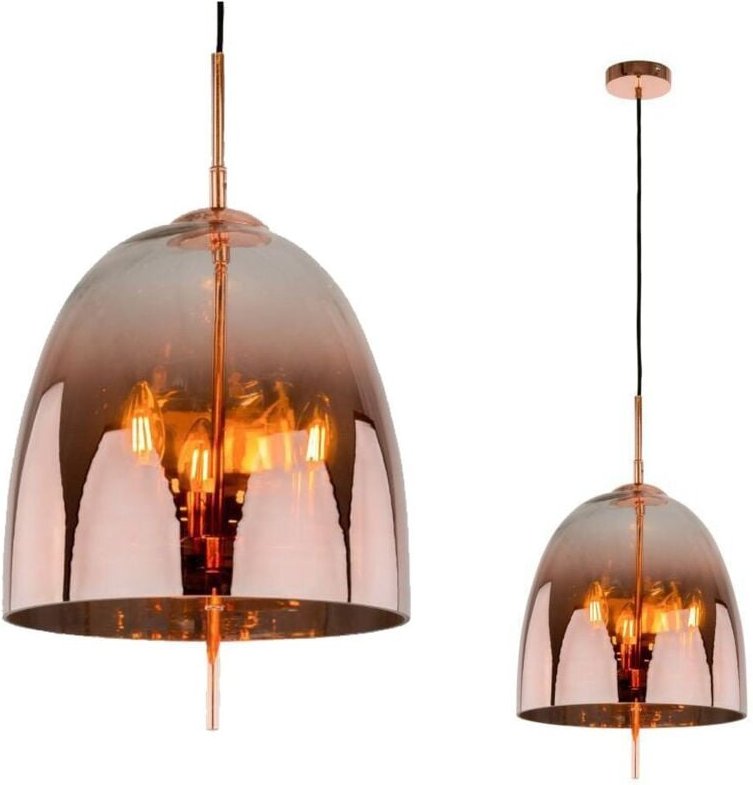 Alan - Modernes hängendes Kupfer 3 Licht mit Glasschirm, E14 - Italux