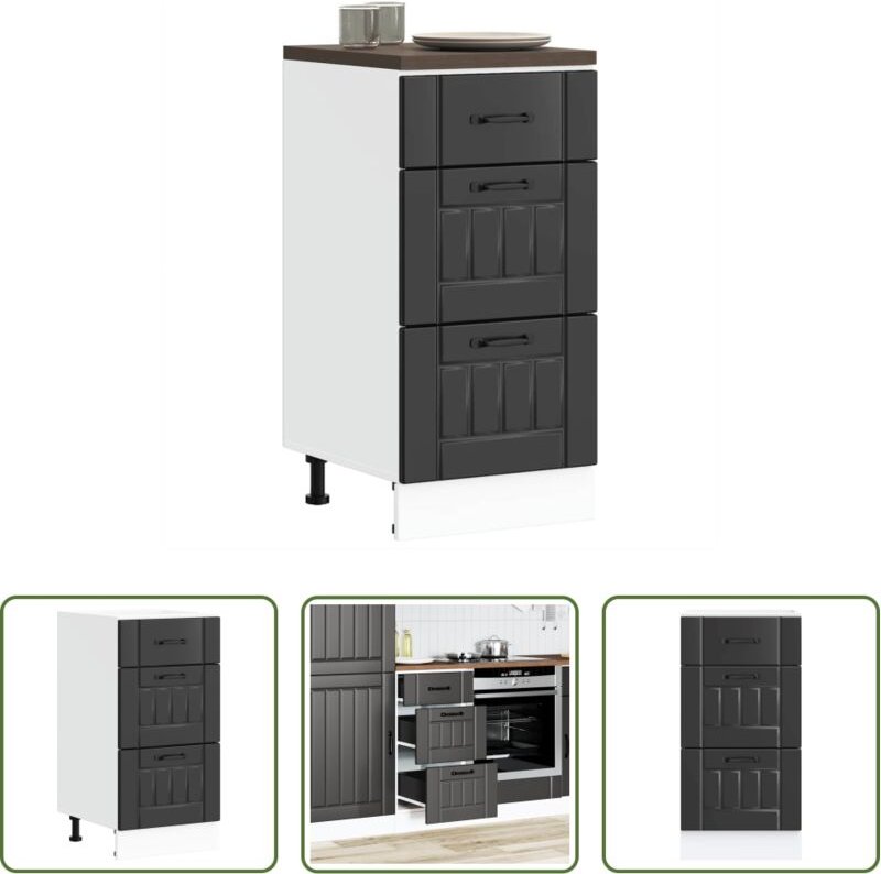 vidaXL Stauraum - Küchenunterschrank „Lucca“ Schwarz Holzwerkstoff