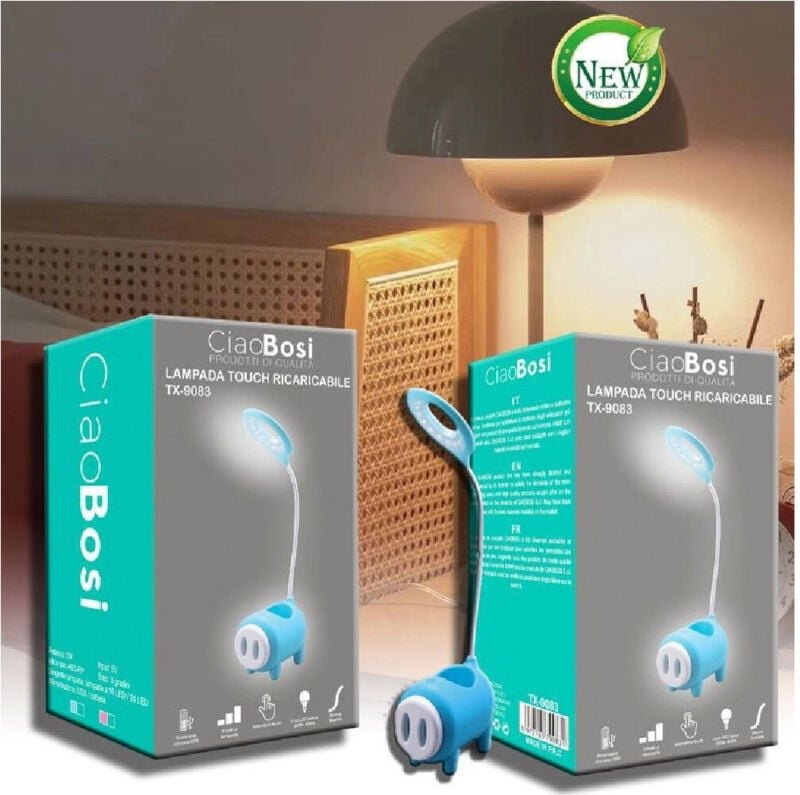 Thumbnail - Trade Shop Traesio - Trade Shop - usb aufladbare flexible touch led-tischlampe mit aufbewahrungsfach für kinder TX-9083 ...
