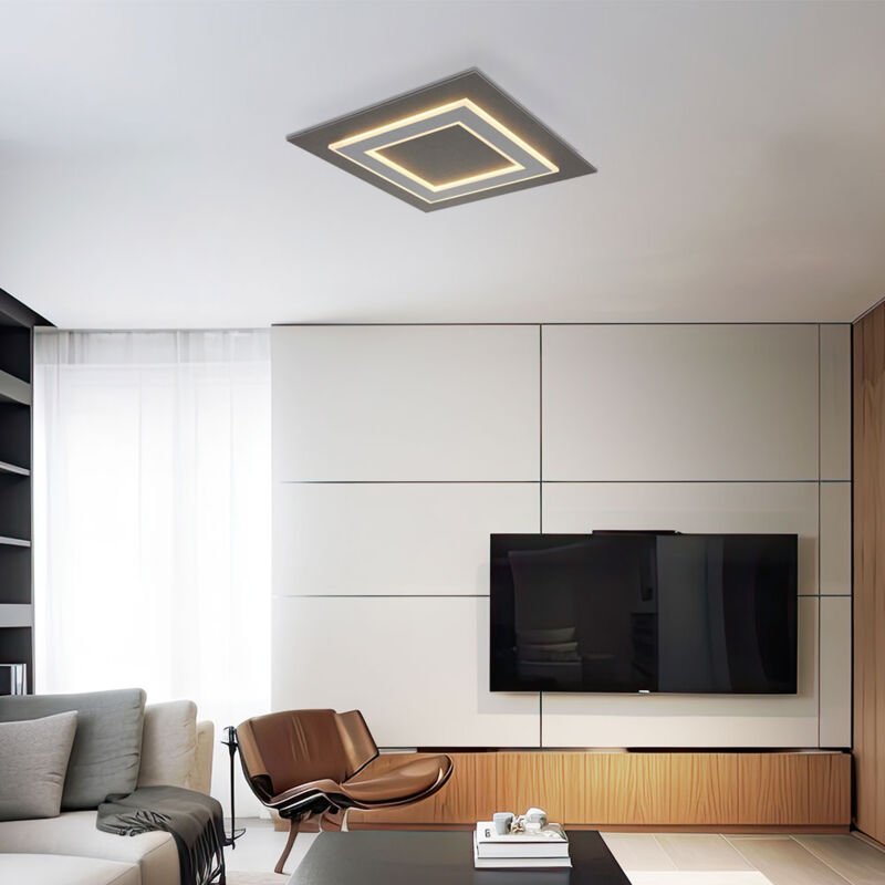 Globo Lighting - Deckenleuchte Deckenlampe Wohnzimmer Esszimmerleuchte anthrazit grau led, Metall mdf, 1x led 40W 1000Lm...