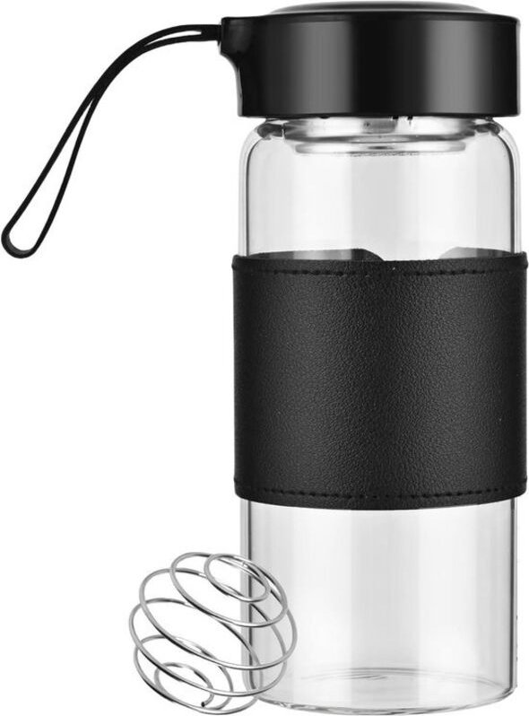 473 ml (16 oz) Glas-Proteinshaker mit integriertem Sieb und Edelstahl-Mixkugel. BPA-frei und auslaufsicher. Rutschfeste ...