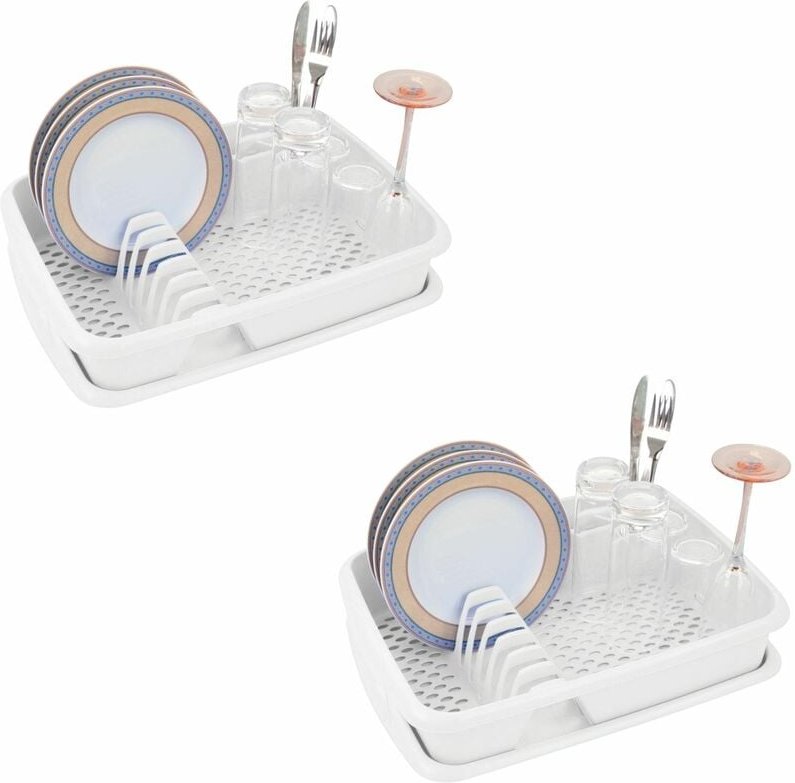 2x Novaliv Abtropfwanne Abtropfgestell und Abtropfschale Weiss