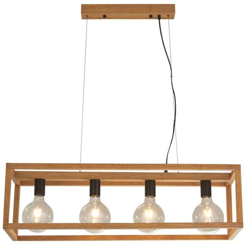 Searchlight - Square 4-Licht-Anhänger aus geflochtenem Bambusholz