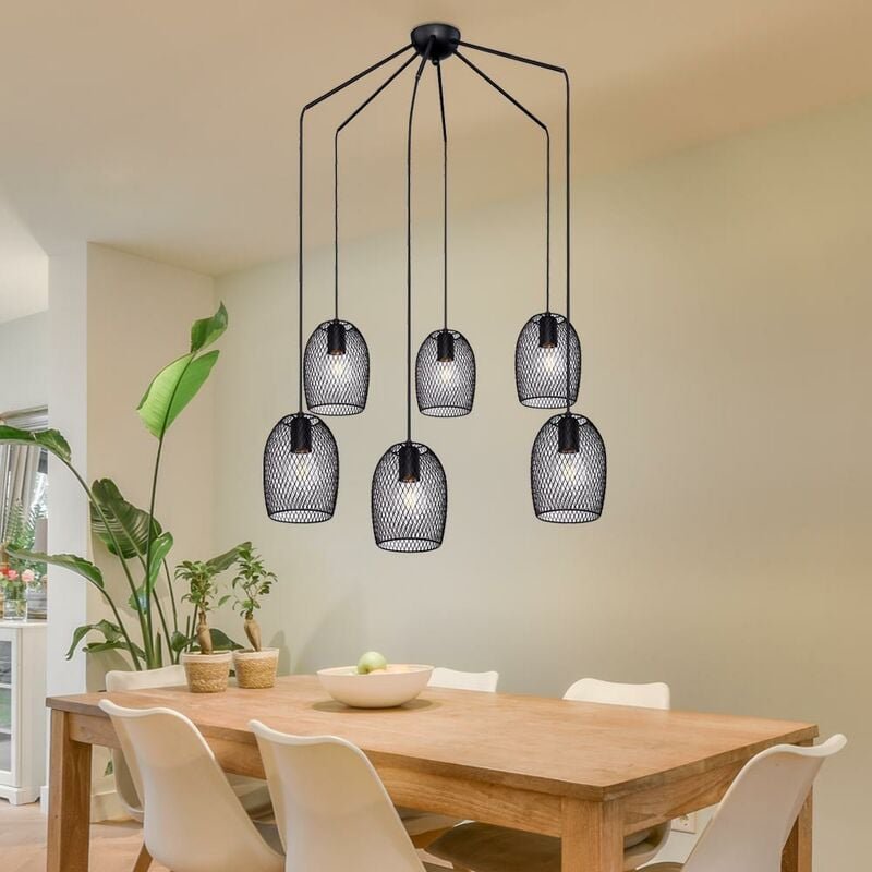 Decken Pendel Geflecht Lampe Wohn Zimmer Beleuchtung Design Hänge Lampe schwarz Globo 15395-6H