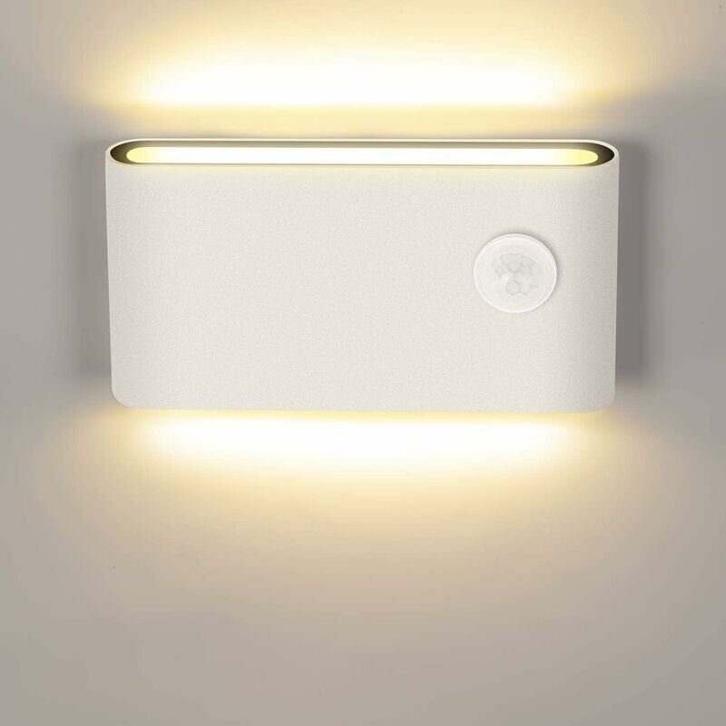 Candyse 12 W LED-Wandleuchte mit Bewegungsmelder, moderne Innen-/Außenwandleuchte, 3000 K Warmweiß, IP65, Induktionswand...