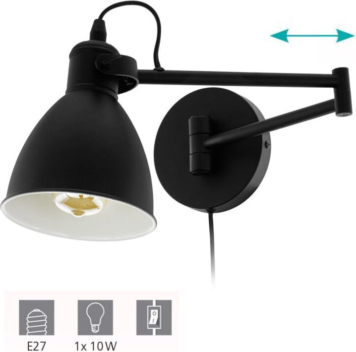Eglo Wandleuchte San Peri E27 schwarz Stahl
