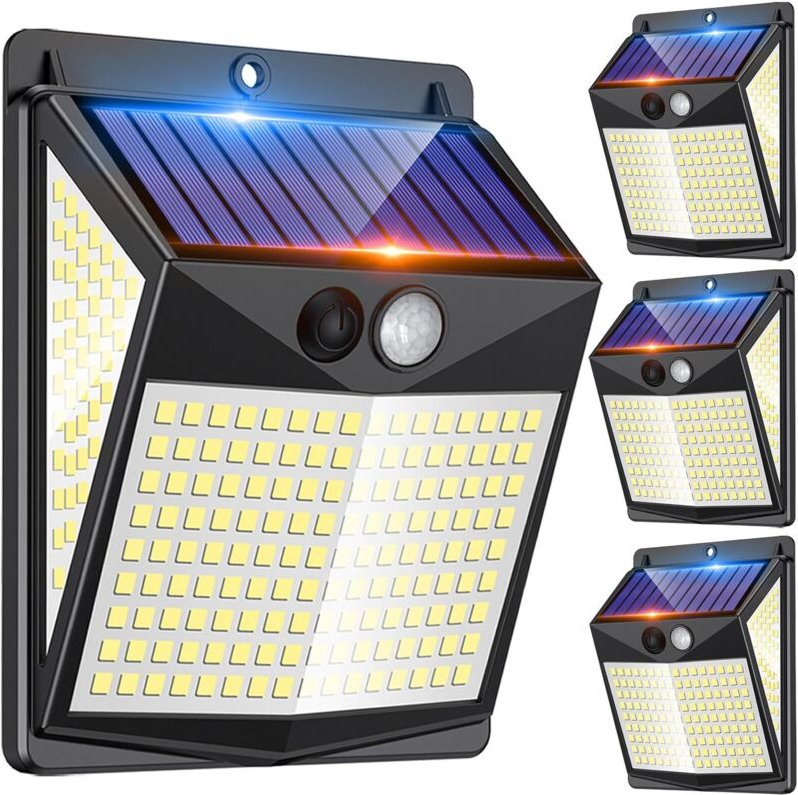 Solar-Außenleuchten mit Bewegungsmelder – Solar-Außenleuchten mit Bewegungsmelder, 238 LEDs mit 300° Abstrahlwinkel und ...