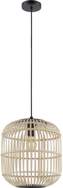 Eglo - Pendelleuchte Bordesley schwarz-natur ø 35 cm E27, max. 60 w Deckenleuchte