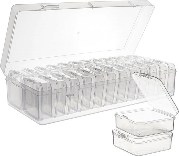 Tlily - Aufbewahrungsbehälter für Perlen, 24 kleine durchsichtige Organizer-Boxen aus Kunststoff mit Klappdeckel, Organi...
