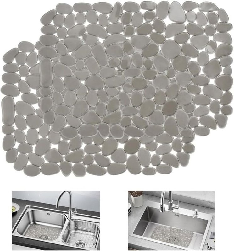 2 Spülbeckenmatten aus Kunststoff, 40×30 cm, grau, zum Abtropfen/Schutz, für Geschirr.