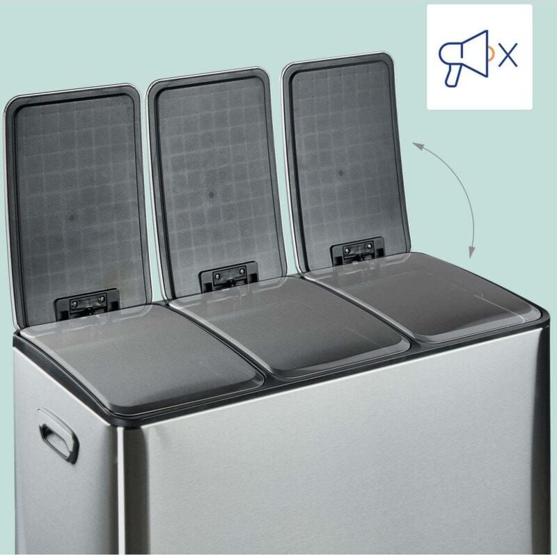 Kuchenabfalleimer mit 3 fachern 3 x 15 l soft close deckel