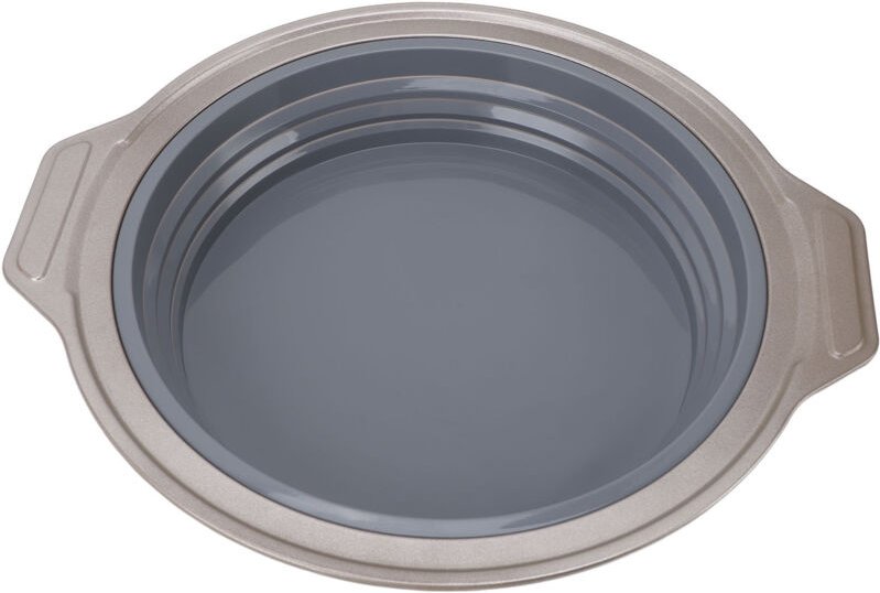 Hztyyier Silikon-Kuchenform mit Schnellverschluss, faltbar, zum Pressen, 22 cm Durchmesser, runder Käsekuchen mit einer ...