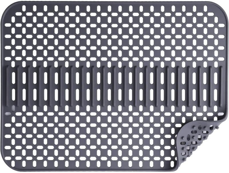 Spülbeckenmatte aus Silikon – 43 x 32 cm – 1-lagig – spülmaschinenfest – hitzebeständig und rutschfest – dunkelgrau