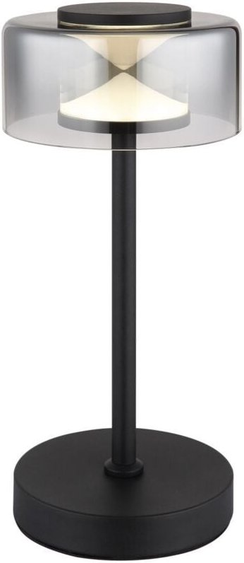 Tischlampe Nachttischlampe Tischleuchte schwarz Wohnzimmerlampe Rauchglas LED