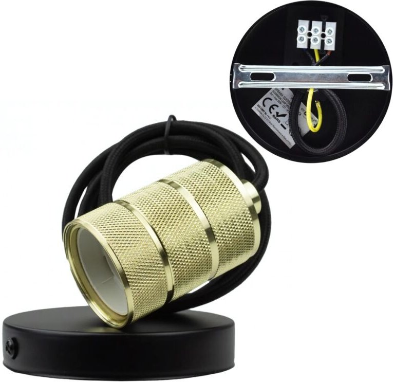 Pendelleuchte Dekorative E27 Fassung Gold schwarzes Kabel Loft