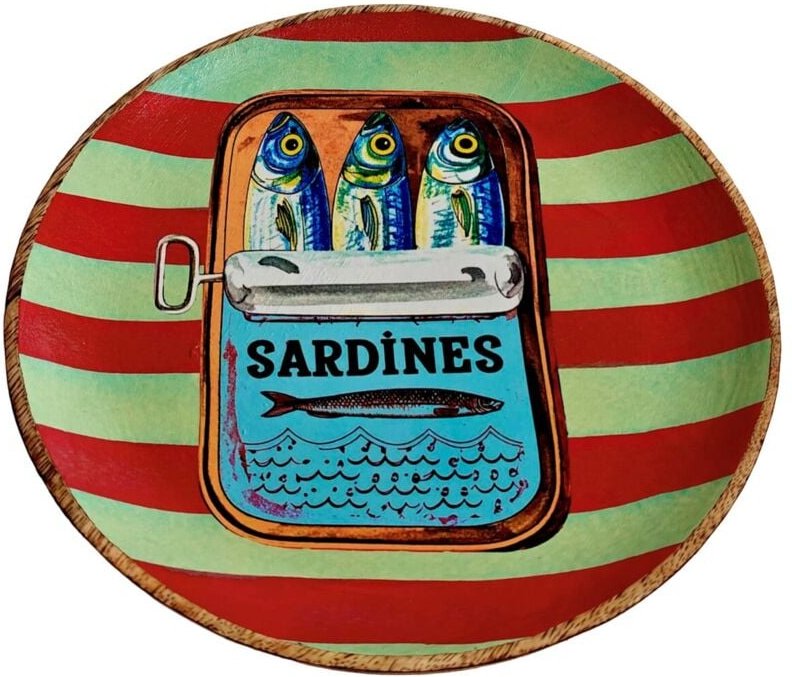 Dekorativer Sardinenteller für die Küche, maritimes Design, ideal als Wohndeko und einzigartiges Geschenk