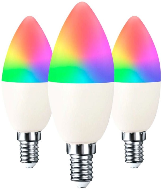 7hsevenon - 3er-Pack Smart WiFi LED-Kerzenlampen E14 5W Equi.35W 450lm rgbww Dimmbar über Smartphone/APP 25000H Premium