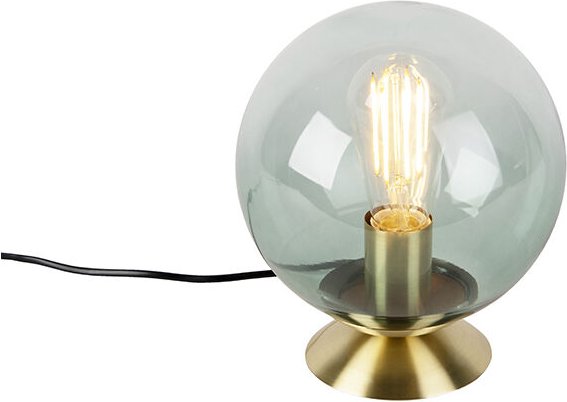 Art Deco Tischlampe Messing mit grünem Glas - Pallon