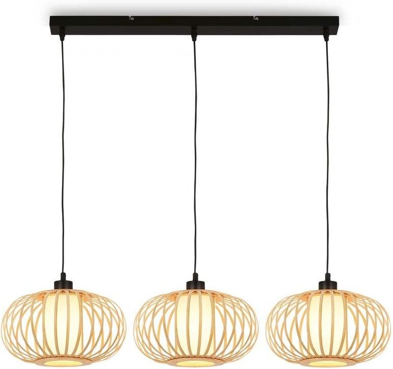 Pendant lamp, bamboo nature, excl. 3xE27/max.10W